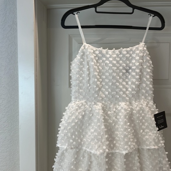 Lulus tiered pom pom midi dress, White, Size S - Picture 2 of 8